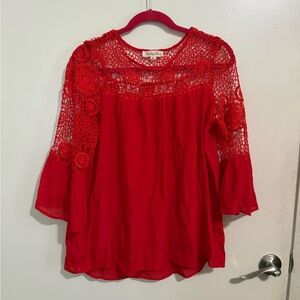 Elegant Red Lace Blouse
